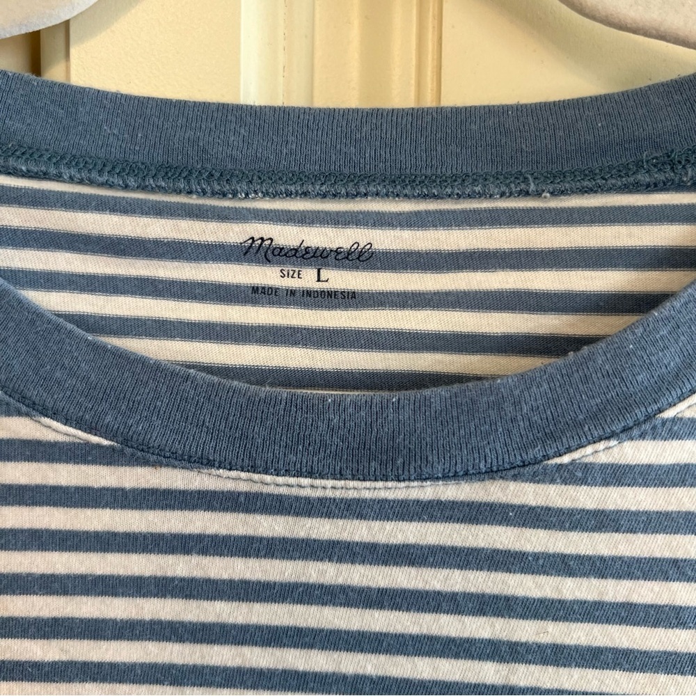 Madewell Striped Baby Tee, Relaxed Fit, 100% Cotton, Size Large - Picture 2 of 5